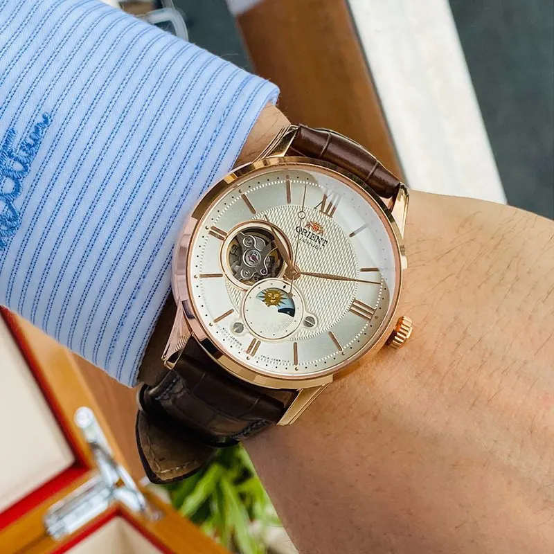 Orient Contemporary Sun and Moon Open Heart Men's Watch- RA-AS0009S